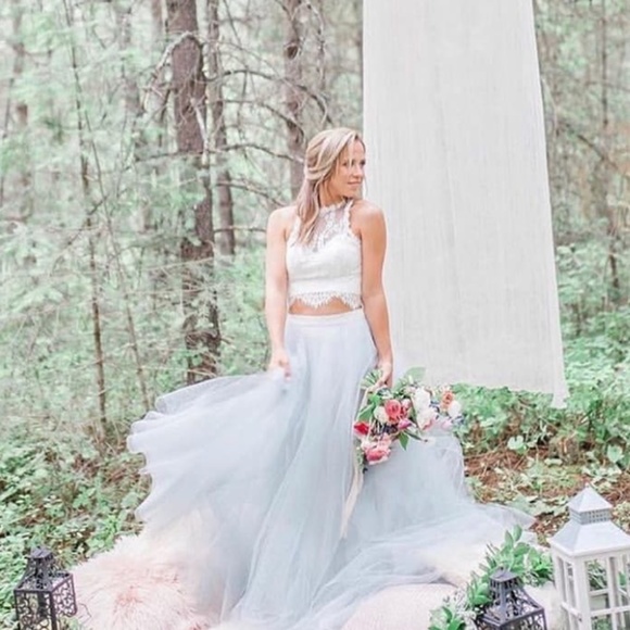 Lillian Wild “Addie” wedding top. Ivory Vine Lace crop - Picture 1 of 7